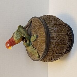 Parrot Decorative Resin Trinket Box Vintage 9" Tall Rare Piece